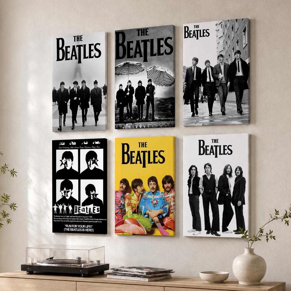 Live Rock - Das B-Beatles-Band-Rock-Wandbild mit Holzrahmen, Leinwandposter für
